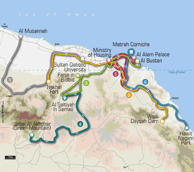 2012 Tour of Oman map